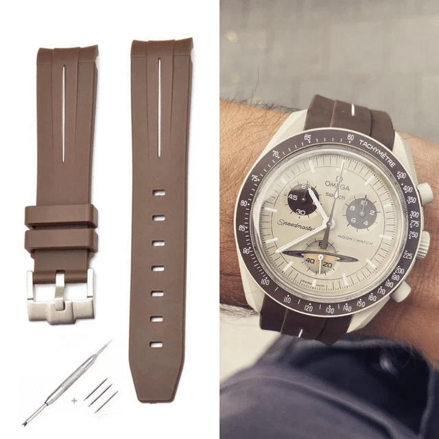 Cinturino In Gomma Beige 20mm Per Swatch Omega Moonswatch, Mission To Jupiter, Unisex