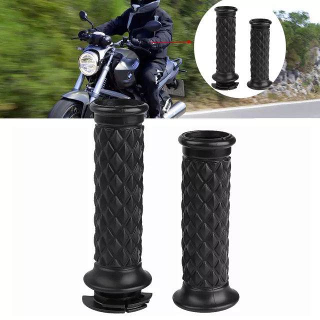 Set 7/8" Moto Guidon Poignée Pour Cafe Racer Bobber Clubman Personnalisé Noir