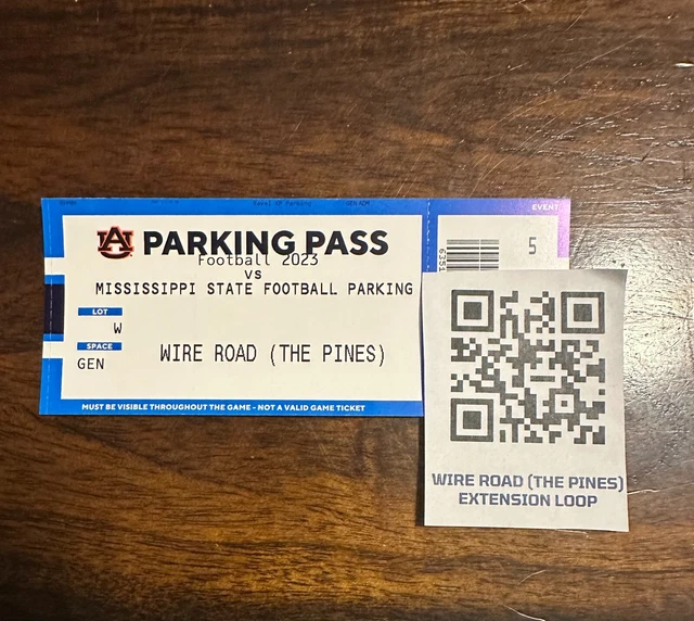 Auburn Football Parking Pass 10/28/23 (Auburn vs Mississippi State)