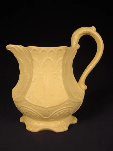 Rare Antique 1817 Wedgwood Raised Relief Gothic Pitcher Yellow Ware Mint