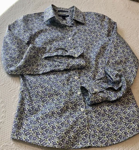 Lands End No iron Pinpoint Oxford Blouse Size 4