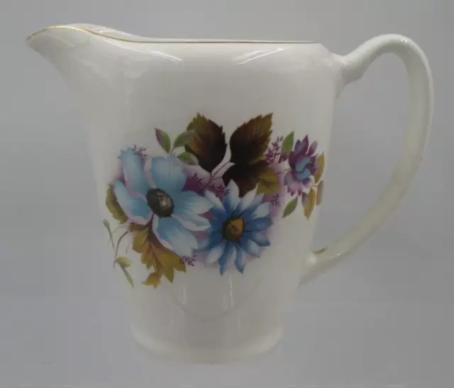 Lord Nelson Pottery England Vintage Blue Flower Ceramic Jug