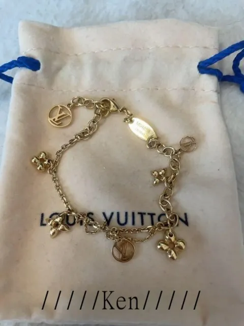 LOUIS VUITTON Bracelet Bangle AUTH LV Brasselet Damier Pearl M66319 F/S  Gold