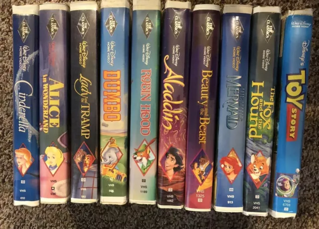 Lot 10 Disney VHS Movies Dumbo Cinderella Toy Story Bambi Beauty Beast & MORE