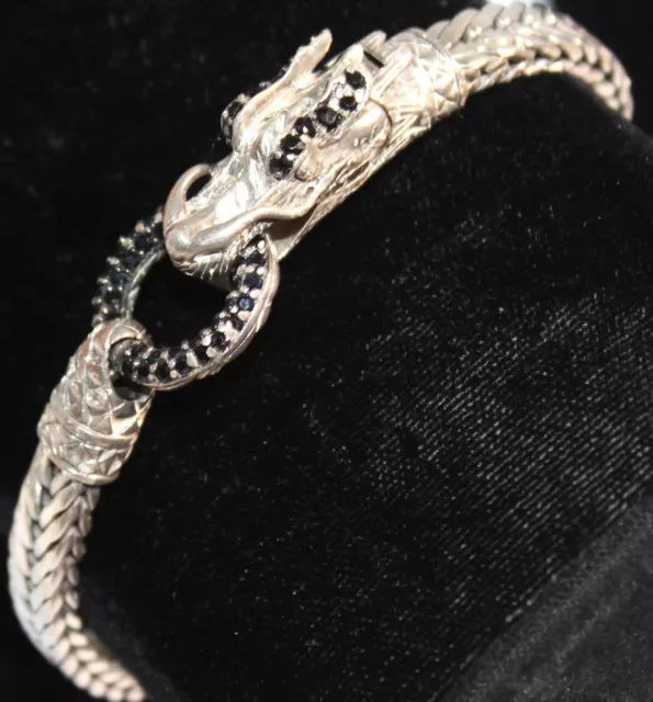 John Hardy Naga .925 Silver Dragon Head Sapphire Bracelet FAST FREE SHIP USA