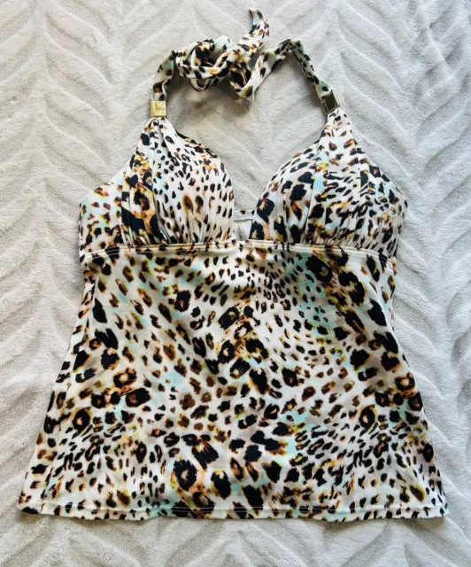 Victoria Secret leopard tankini sea foam mint teal turquoise medium