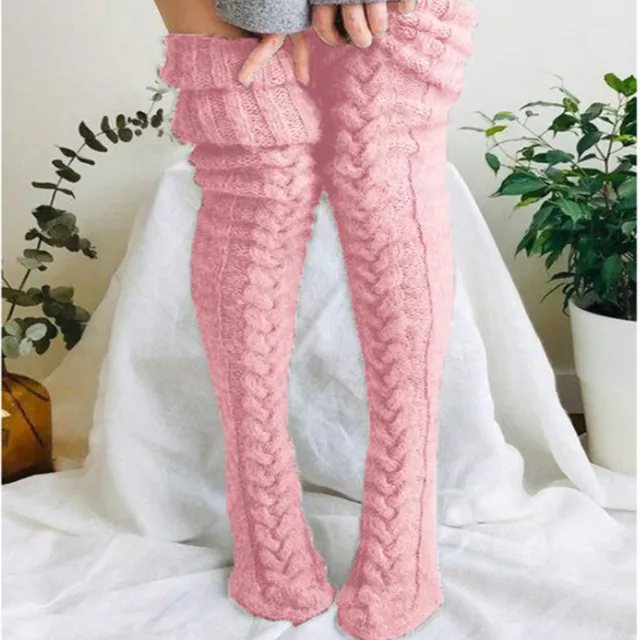 Winter Knitted Over Knee Long Socks Women Long Stockings Warm Thigh High Socks