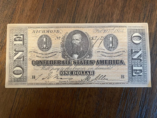 The Confederate States Of America One Dollar Facsimile Banknotes 1864