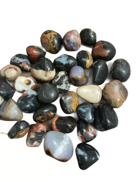 3x Black Sardonyx Tumbled Stones LG 20-30mm Reiki Healing Crystal Protection