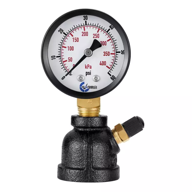Gas Test Pressure Gauge 60 Pound, 60 PSI/400 kPa 3/4” FNPT Steel Bell Shape Body
