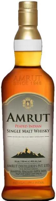 Amrut Peated Indian Single Malt Whisky 700ml Bottle