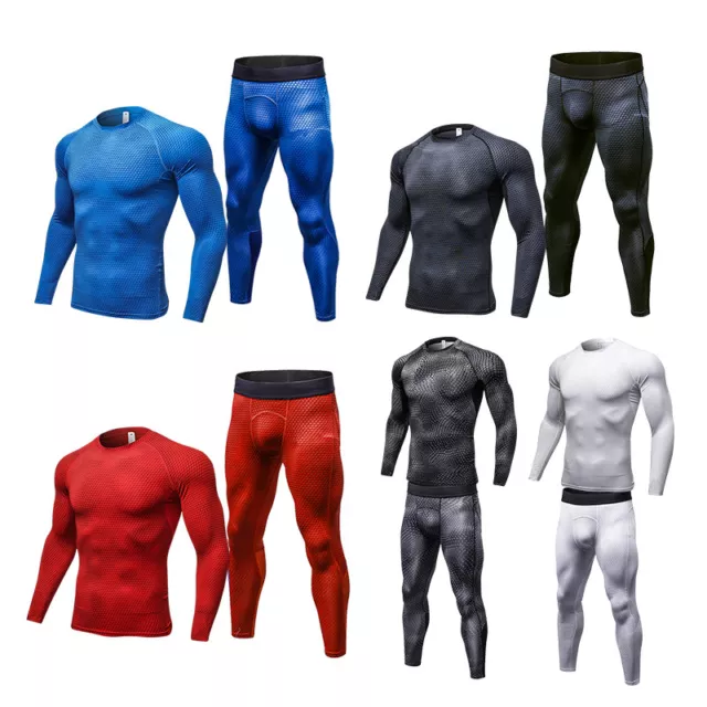 Mens Compression Sets Running Jogging Sport suit Basketball Gym Jersey Quick-dry