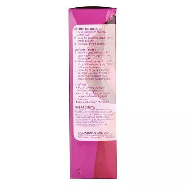 Berina Best Hair Dye Color Cream A24 Magenta Long Lasting Permanent 60ml 2