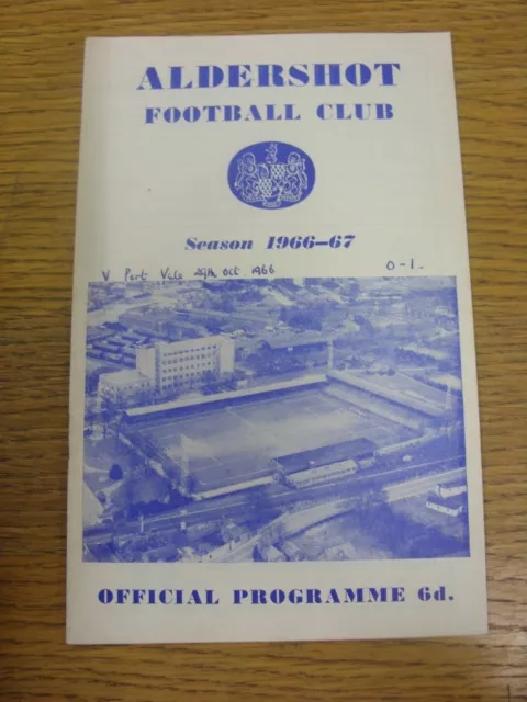 29/10/1966 Aldershot v Port Vale  (writing on front, small number inside). Footy