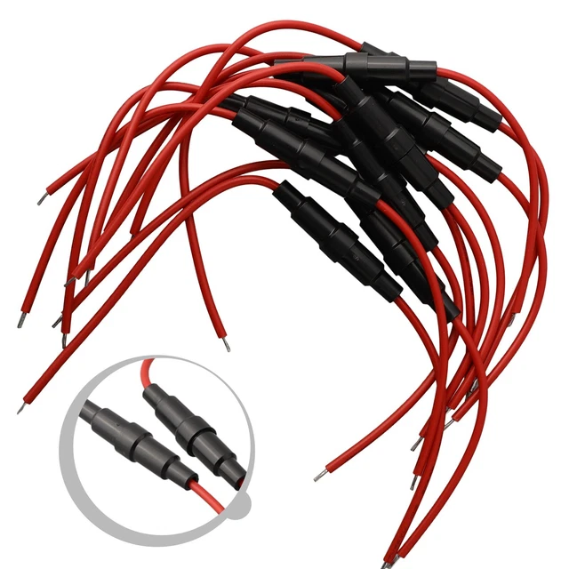 10-Pack 14 Gauge AGC In-Line Twist Fuse Holders – Copper Wire Cable For Car, Boat, RV & Marine Use