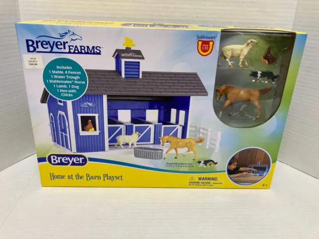 Breyer Farms Home Of The Barn Playset Includes 4 Animals 1:32 Scale New
