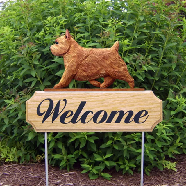 Norwich Terrier Wood Welcome Outdoor Sign Red