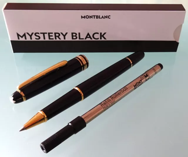 Montblanc Meisterstück, schöner ROLLERBALL SCHWARZ/GOLD Nr. 163, neue Mine, EDEL