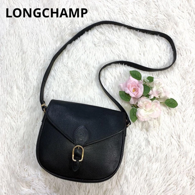 Authentic LONGCHAMP shoulder bag crossbody leather from japan black