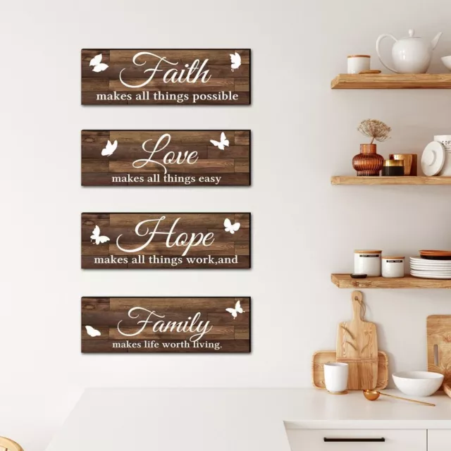 4 Pieces Wooden Wall Decor Signs Inspirational Word Sign  Living Room Bedroom