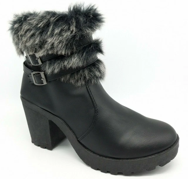 Bottines Bottes Chaussures Femme - 36 37 38 - Montantes Noir Gris Boucle Talon