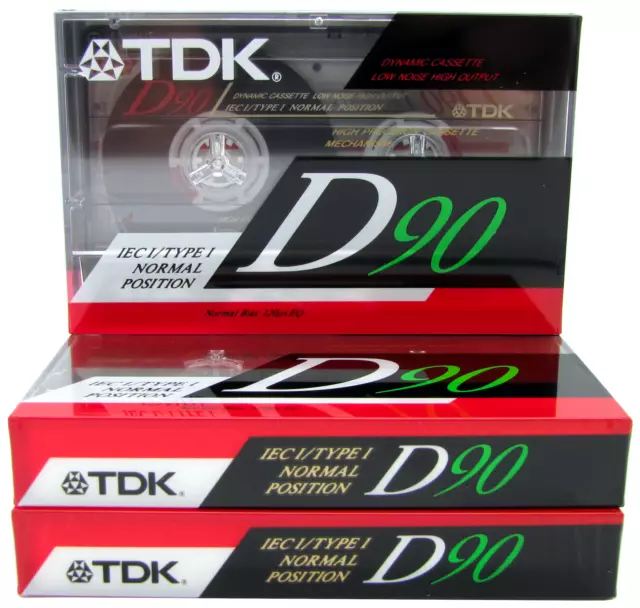 TDK D90 90 Minutes Blank Audio Media Recording Cassette Tapes NEW and SEALED x3