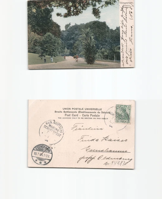 (n14983)   AK Singapore, Botanic-Garden, Kaiserl.Marine Schiffspost No 5 Tr