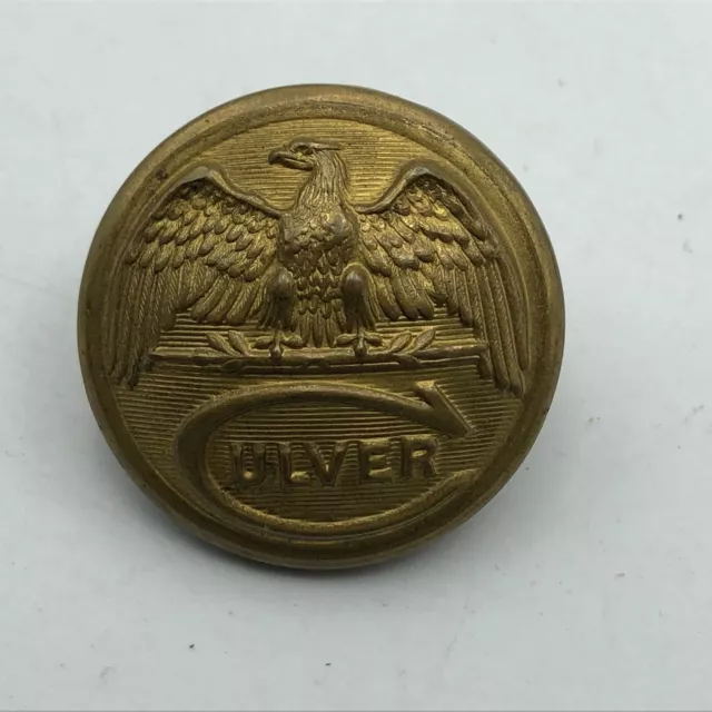 Culver Military Academy Uniform Button Brass Tone Waterbury Button Co. Vtg 1"