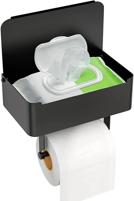 Soporte de papel higiénico con estante, dispensador de toallitas lavables se adapta a la limpieza del baño