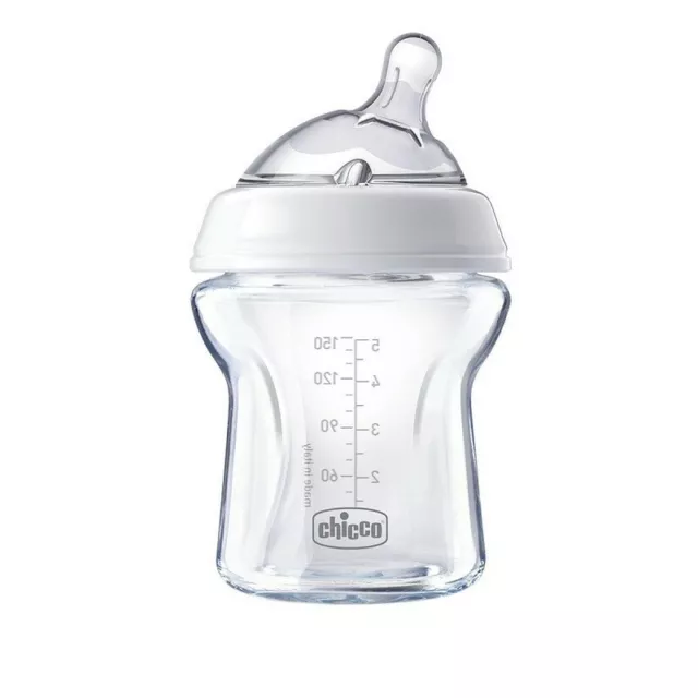 CHICCO NaturalFeeling - Glass Baby Bottle 0M + 150 ml Slow Flow