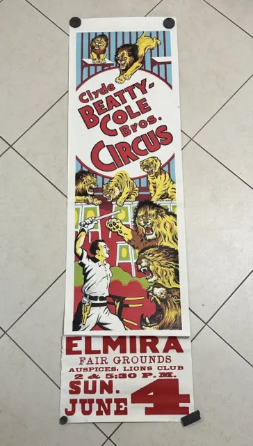 Original Vintage CIRCUS Poster CLYDE BEATTY COLE BROS Lions Tamer 1957 Elmira NY
