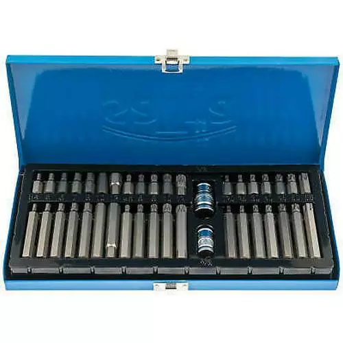 Coffret métal jeu embouts de vissage 6 et 12 pans torx xzn allen courts et longs