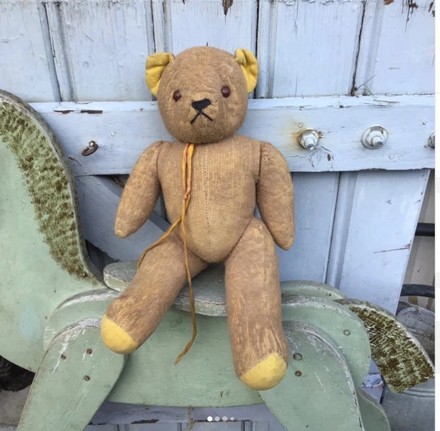 OURS PELUCHE TEDDY XXE 1920 REMBOURRE DE PAILLE M1169 Beige Tissu - Vendu