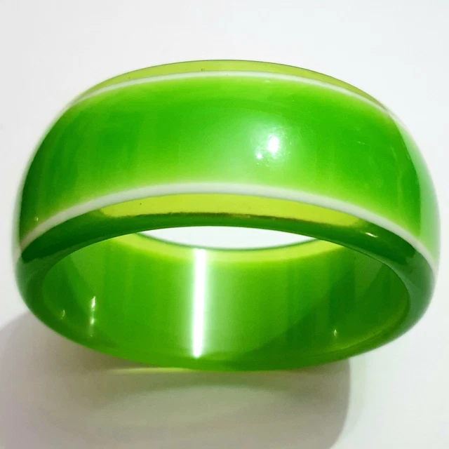 Vintage Lucite Green Bangle Clear Bracelet