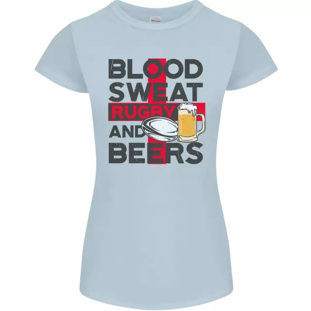Blood Sweat Rugby and Beers England T-shirt divertente da donna petite cut 9