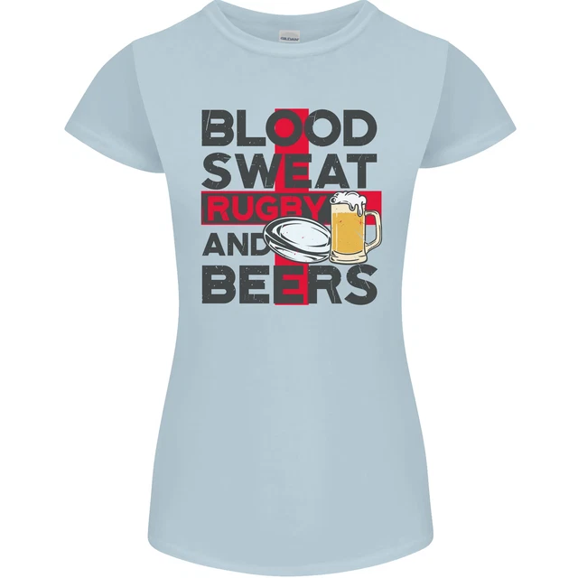 Blood Sweat Rugby and Beers England T-shirt divertente da donna petite cut 9