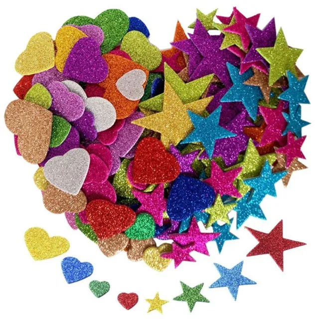 Size Color Heart Shapes Birthday Foam Glitter Wedding Decoration Party Stickers