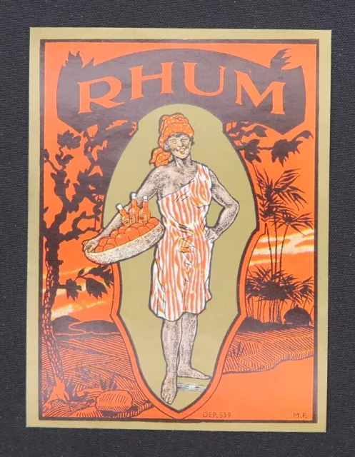 Ancienne étiquette RHUM orange french label