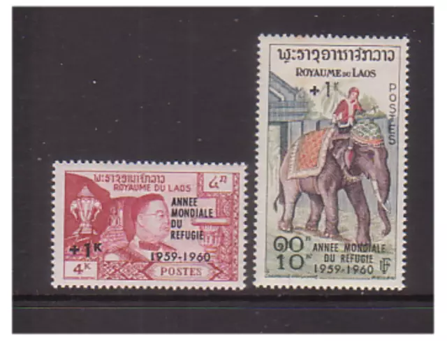 Laos - SG 103/4 - u/m - 1960 World Refugee Year (Surcharged)