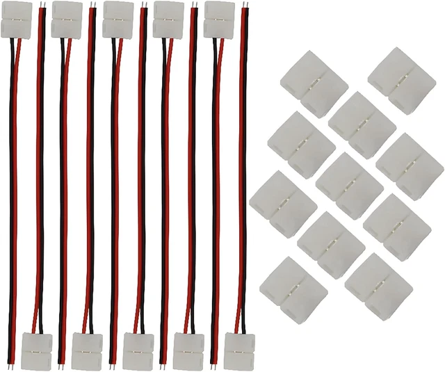 20 PCS LED Strip Light Connectors Kits Include 2 Pin 8Mm Wide LED ...