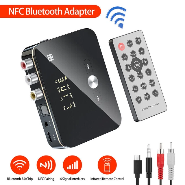 NFC Wireless Bluetooth 5.0 Audio Transmitter Receiver HiFi Music Adapter AUX RCA