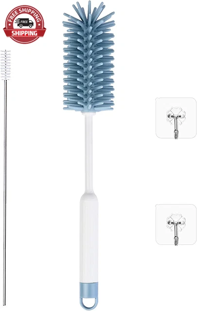 Silicone Bottle Brush Straw Cleaner with Transparent Hooks, Long Water Bottle Br