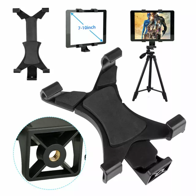 Tablet Tripod Mount Clamp Holder Bracket 1/4" Thread Adapter For 7-10" iPad Tab