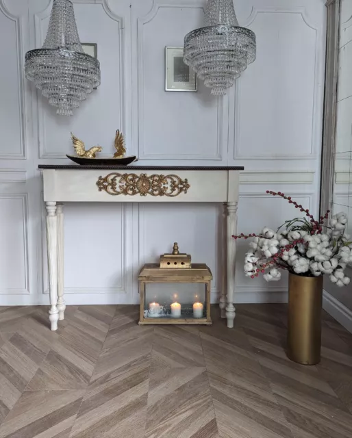 French style carved wooden console table distress finish, wooden. Many sizes.