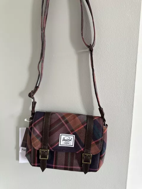 NWT Herschel Supply Co. Slate rose Plaid Retreat CrossBody Mini Bag Purse