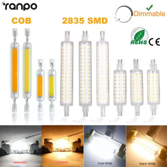 Regulable R7s LED Cob SMD Luz Maíz Bombilla Tubo de Vidrio Lámpara Cerámica 78mm