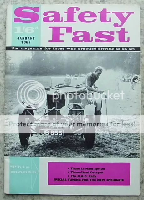 BMC SAFETY FAST Magazine Jan 1967 RAC RALLY Austin Healey MG NEWS Le Mans Sprite