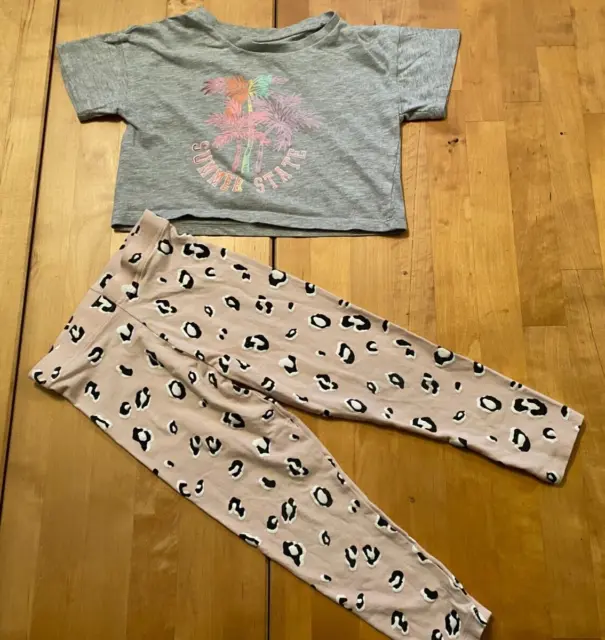 Little Girls Crop Top And Leggings From George And Primark Age 3-4 Years