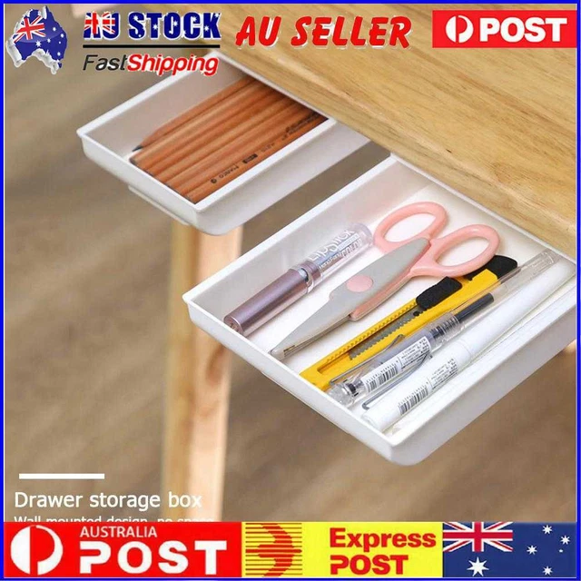 Under Desk Self-adhesive Table Drawer Storage Box Desktop Organizer Tray Box