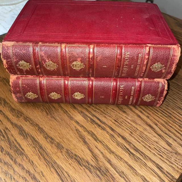 Oeuvres De Moliere French 2 Volumes Leather Spine